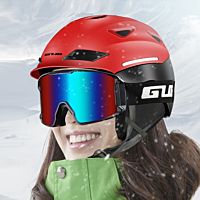Integrally-molded Cycle Ski Helmet with Glasses Goggles