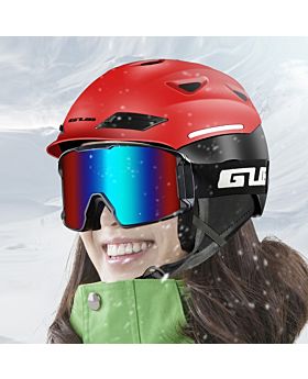 Integrally-molded Cycle Ski Helmet with Glasses Goggles