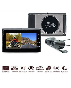 Night Vision 3.0" 1080P+720P Front and Rear Motorbike Camera Motorcycle Waterproof Dual Lens Video Recorder Motorcycle Driving LCD Recorder 