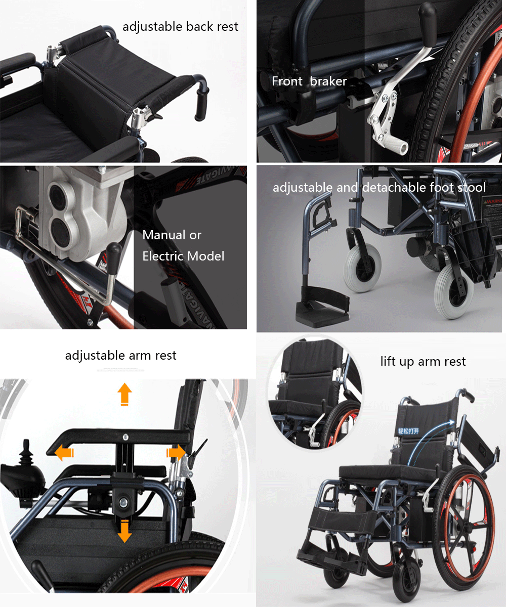 Free Shipping Folding Electric Power Wheelchair