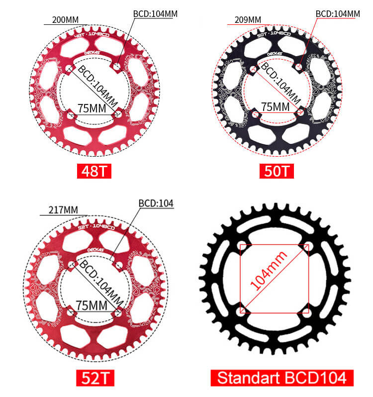 104BCD bike chain wheel 42T 44T 46T 48T 50T 52T chainwheel for  road bike mountain bike