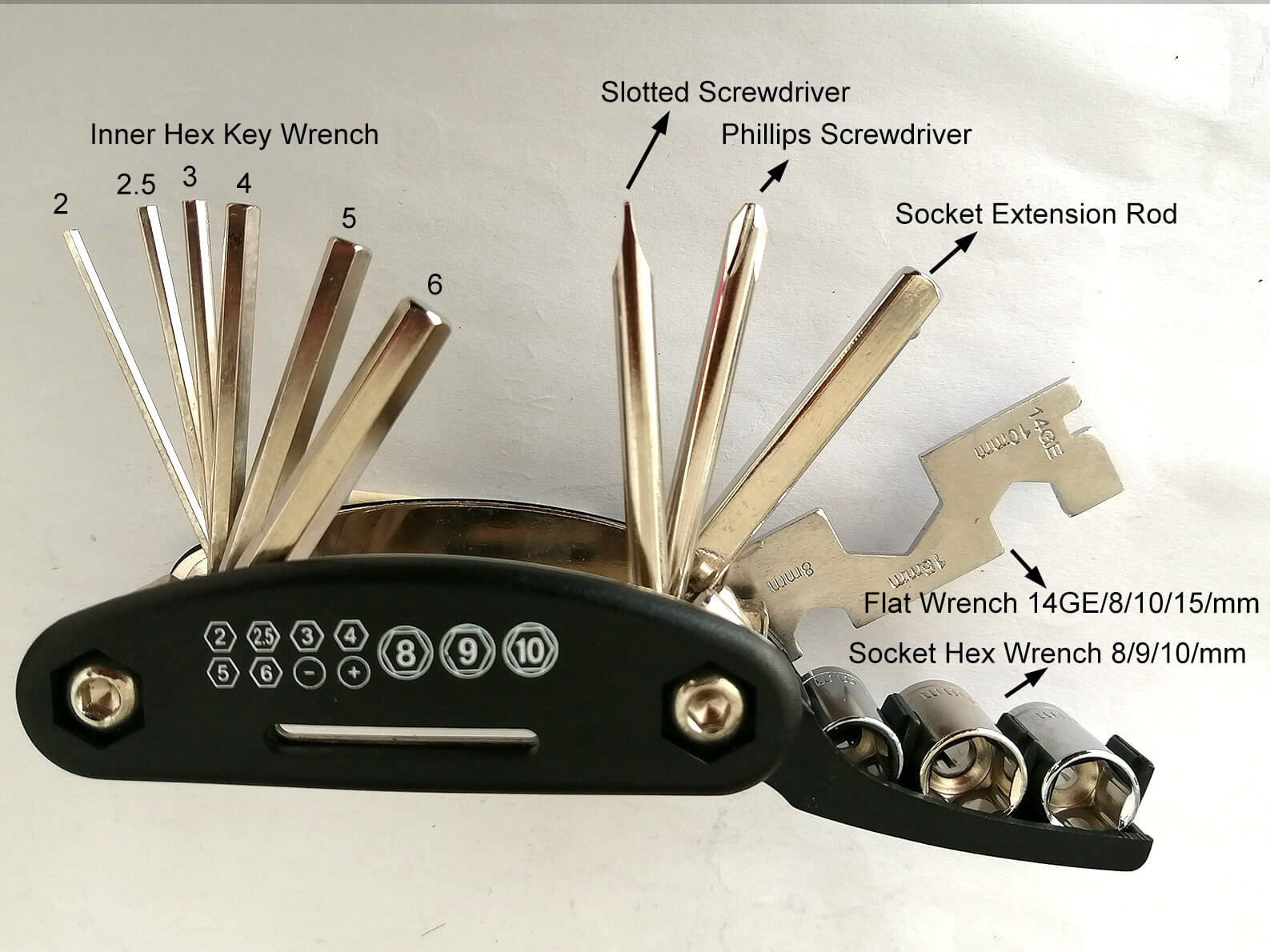 MTB Portable Socket Bicycle Multifunction Tools Wrench Screwdriver Allen Fix Repairing Kit Pocket Tool