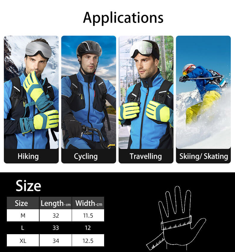 Motorcycle cycling winter gloves Windproof Waterproof winter gloves Warm ski gloves Snowboard gloves -Guantes de invierno para ciclismo de motocicleta Guantes de invierno impermeables a prueba de viento Guantes de esquí calientes Guantes de snowboard