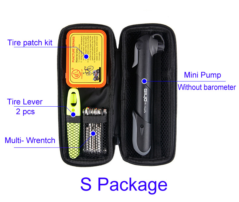 Portable bike multi tool kit-  mini bike pump tyre repairing tire patch kit