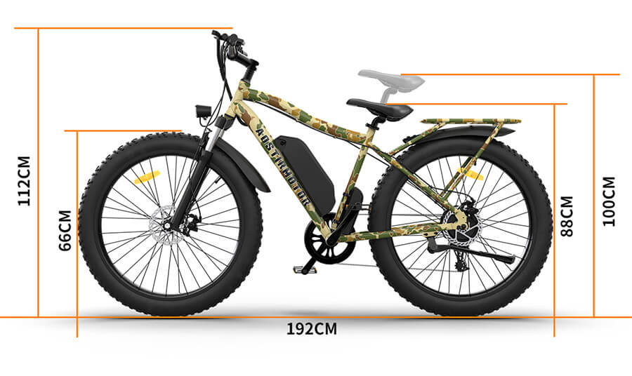 48V 750W fast electric bike 26inch fat tire electric bicycle size